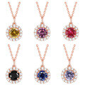wholesale Wholesale S925 Sterling Silver Rose Gold Fashion Zodiac Gemstone Pendant Necklace for European and American Markets-0-2