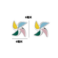 wholesale 925 Sterling Silver Irregular Colorful Stud Earrings For Women-Rainbow Windmill Sterling Silver Earrings
