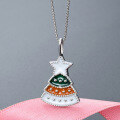 wholesale 925 Sterling Silver Drip Glaze Enamel Christmas Tree Pendant European and American Ins Style Niche High-end Cross-border Wholesale-0-1