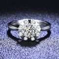 S925 Silver Moissanite Ring, Luxury Bezel Setting, Adjustable Trendy Women's Wholesale-0-0