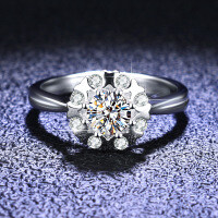 S925 Silver Moissanite Ring, Luxury Bezel Setting, Adjustable Trendy Women's Wholesale.-1 carat (simulated diamond)  Hong Kong code (15 yards)