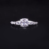 wholesale S925 Sterling Silver Factory Direct Export 15ct Chubby Square Moissanite Ring Light Luxury-1.5 carat moissanite ring  US size 8 (China size 17)