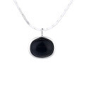 wholesale S925 Sterling Silver Black Oval Pendant Necklace Classic Element Versatile Fashion Commuting Light Luxury Collarbone Chain-0-4