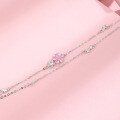 wholesale S925 Sterling Silver Cherry Blossom Double Layer Bracelet for Women, Simple and Fresh, Small and Unique Design, Exquisite Butterfly Hand Accessory-0-1
