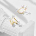 wholesale S925 Gold-Plated Silver Minimalist Japanese Jouet* Style Freshwater Pearl 3D Unique Clip Earrings Niche Design-0-1