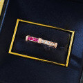 wholesale S925 Silver New Style Two-Tone Pink Row Ring for Women, Fashion Ring Band for Daily Wear-0-3