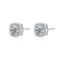 S925 Silver Moissanite Stud Earrings with Luxury Square Box-0-3