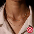 wholesale S925 Sterling Silver Floral Diamond Accent Stackable Collarbone Necklace, Korean Style Trendy Design-0-2