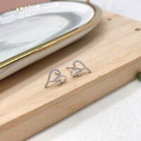 wholesale S925 Sterling Silver Minimalist Hollow-Out Large Heart Stud Earrings, Versatile and Elegant Ear Accessories, Valentine's Day Gift for Girlfriend-Heart Earrings 925 Silver