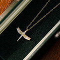 wholesale S925 Sterling Silver Fashion Dragonfly Zircon Pendant, Personalized Cross-Border Necklace for Women, Hot-Selling Choker, Autumn Winter Sweater Chain-0-1