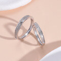 wholesale S925 Sterling Silver YaXi Couple's Ring Pair, Small Niche Design, Minimalist and Versatile Unisex Matching Bands with Adjustable Open Ring-0-1