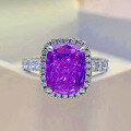 wholesale S925 silver new purple high-carbon diamond 8*10 radiant ring luxury-set women's ring-0-0