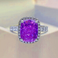 wholesale S925 silver new purple high-carbon diamond 8*10 radiant ring luxury-set women's ring-Purple>No. 8