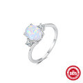 wholesale S925 Sterling Silver Opal Flower Turquoise Ring, Fashionable, Retro, Niche Design for Index or Pinky Finger-0-9