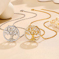 wholesale 18K gold plated 925 sterling silver cross-border best-selling Tree of Life moissanite fashion statement necklace for wholesale-0-0