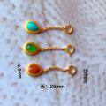 wholesale Sterling silver gold-plated inlaid with natural turquoise pendant DIY bracelet necklace drop accessories southern red jade-0-1