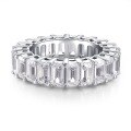 wholesale 925 Sterling Silver Men's and Women's Row Ring 5A Full Cubic Zirconia Emerald Cut Asscher Cut Band Ring Stackable Ring Pinky Ring-0-10
