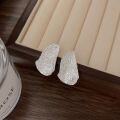 wholesale S925 Sterling Silver Geometric Textured Petal Ear Studs Women's Korean High-End Spring Summer New Unique Earrings-0-3