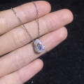Sterling Silver Moissanite Gourd Pendant Necklace, Wholesale Women's Luxury Minimalist Choker-0-1