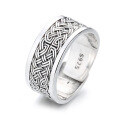 wholesale S925 Sterling Silver Wide Braided/Star Wide Surface Retro Antique Thai Silver Ring Hip Hop Punk-0-4