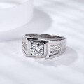 wholesale 18K white gold-plated silver 1ct moissanite diamond ring for men, luxury wedding band-0-1