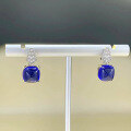 wholesale S925 Silver New Royal Blue 8*8mm Sugar Loaf Square Stud Earrings for Women, Elegant and Noble-0-1