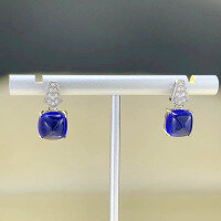 wholesale S925 Silver New Royal Blue 8*8mm Sugar Loaf Square Stud Earrings for Women, Elegant and Noble-E450 Royal Blue 925 Silver