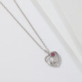 wholesale S925 Sterling Silver Minimalist Design Forest-themed Rose Pendant Women's Heart-shaped Necklace Luxury Collarbone Chain with Engraving-0-0