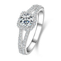 Zirconium Crossed Arms Light Luxury Cocktail Ring, Xiaohongshu Style-Square double-arm diamond ring [K white]  US size 10