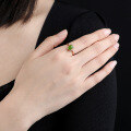 wholesale Silver rose gold plated with certificate egg-faced jade ring, retro Chinese style adjustable open-ended wanzi green jade women's ring-0-2