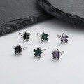 wholesale S925 Sterling Silver Cross-shaped Edge-set Colorful Zircon Ear Studs Fashion Commute Minimalist Style Earrings-0-0