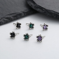 wholesale S925 Sterling Silver Cross-shaped Edge-set Colorful Zircon Ear Studs Fashion Commute Minimalist Style Earrings-142FR/Purple Approx. 1.4g 925 Silver