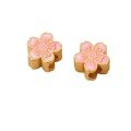 wholesale Metal material, permanent gold-plated DIY bead accessories, peach blossom luck charm, golden cute hand-woven enamel ornaments with holes, anti-drop-0-4
