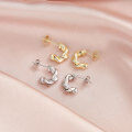 wholesale 925 Sterling Silver Twisted Twist Open Hoop Earrings, European and American Minimalist Fashion Personality-0-2