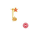 wholesale S925 Sterling Silver Halloween Pumpkin Demon Earrings with Orange-Red Zircon-0-5