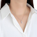 wholesale S925 Sterling Silver Cross-Border Moissanite Three-Diamond Pendant Minimalist Fashion Necklace with Niche Luxury Feel-0-3