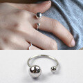 wholesale S925 Sterling Silver CHIC Style Minimalist Line Design with Small and Large Spheres Ring for Women, JA054 Japan and Korea Edition-0-2