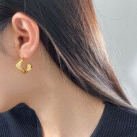 wholesale S925 Sterling Silver Fresh and Sweet Ins Style Small and Unique Design Brushed Wave C-shaped Ear Stud M06550-S925 silver pair rose gold 925 silver