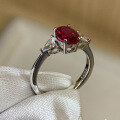 wholesale 925 Sterling Silver ZHUO ZHI FAN Jewelry New 6*8mm Oval Simulated Pigeon Blood Red Ruby Fashion Versatile Ring-0-1