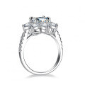 Sterling Silver 3ct Moissanite Ring Women's Fancy Square Sunflower Wholesale-0-3