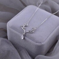 wholesale S925 Sterling Silver Maker Light Luxury Reindeer "With You All the Way" Diamond-Inlaid Teardrop Necklace for Women, Fashionable and Elegant Small Niche Collarbone Chain-All the Way With You Necklace>925 Silver