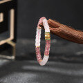 wholesale Stainless steel strawberry quartz pink quartz bead bracelet peach blossom love charm women's Valentine's Day gift-0-2