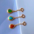 wholesale Sterling silver gold-plated inlaid with natural turquoise pendant DIY bracelet necklace drop accessories southern red jade-0-3