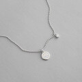 wholesale S925 Sterling Silver XT068 Korean Style Versatile Beaded Chain Round Pendant Letter Micro-Inlaid Zircon Necklace Jewelry for Women-0-1