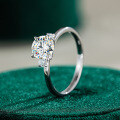 S925 Sterling Silver Light Luxury 1ct Moissanite Four-Prong Ring for Women-0-0