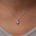 Sterling Silver 50-Point Moissanite Pendant Necklace for Women, Drop Shipping-0-1