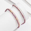 wholesale S925 Sterling Silver Amethyst Quartz Double Layer Anklet for Women, Elegant Summer and Fall Ankle Chain-0-3