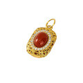 wholesale Gold-plated 925 silver natural red agate inlaid lotus beiyun spacer bead bracelet handstring braided cord pendant DIY accessories-0-4