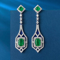 wholesale S925 Silver New 1-Carat White Zircon Green Diamond Earrings for Women, Cross-Border Wis Best-Seller-E371 Green Diamond 925 Silver