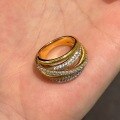 wholesale S925 sterling silver plated with 18k gold, canary Italian wire drawing process multi-layer diamond-set crossover ring-0-5